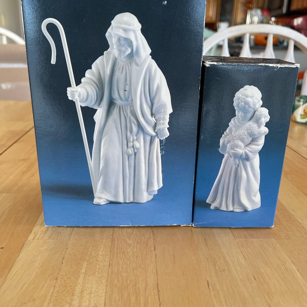 Vintage Avon Christmas Nativity Figures Shepherd & Shepherd Boy